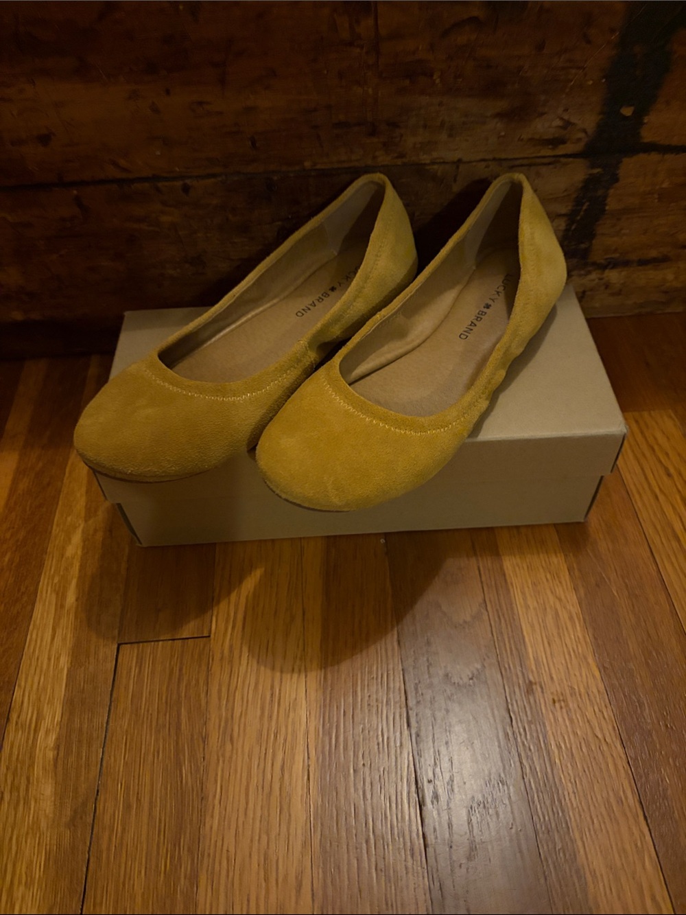 Women's Mustard Suede Ballet Flats - Unbranded